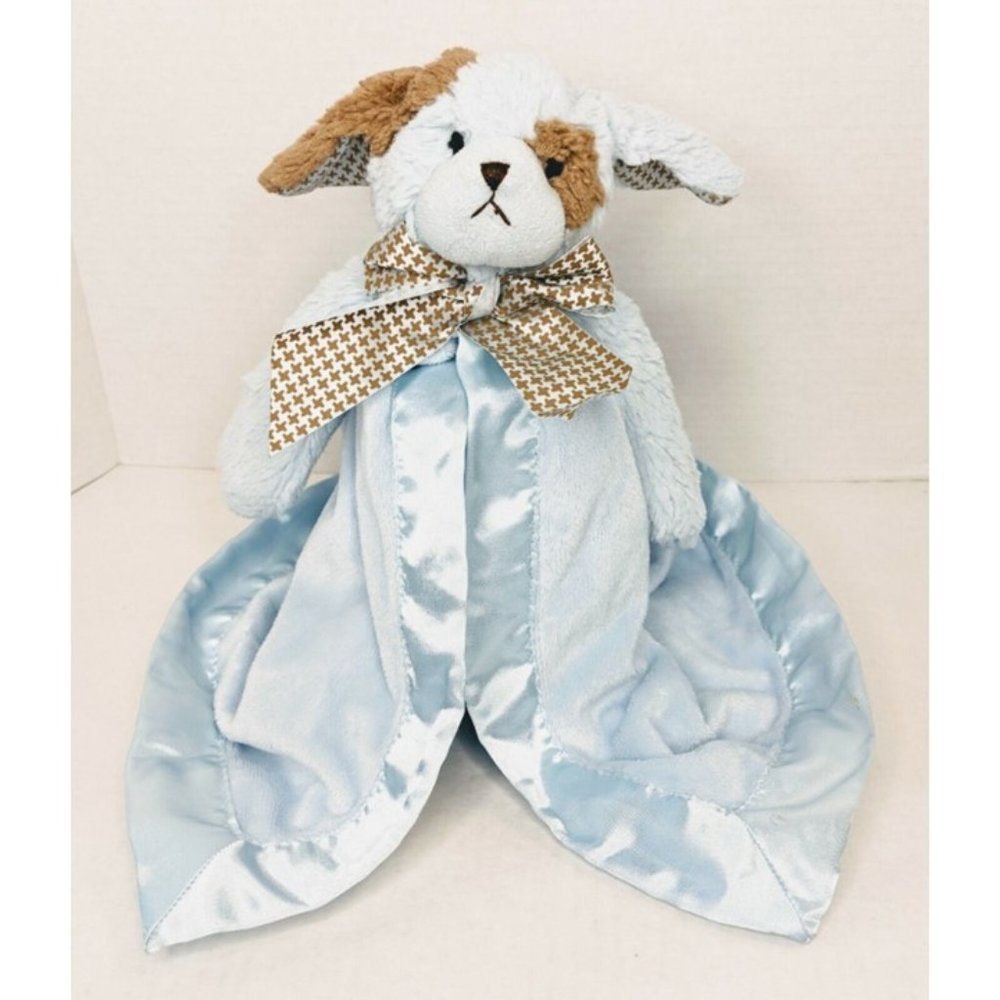 Bearington Baby Collection Waggles Puppy Dog Plush Security Blanket Blue Lovie
